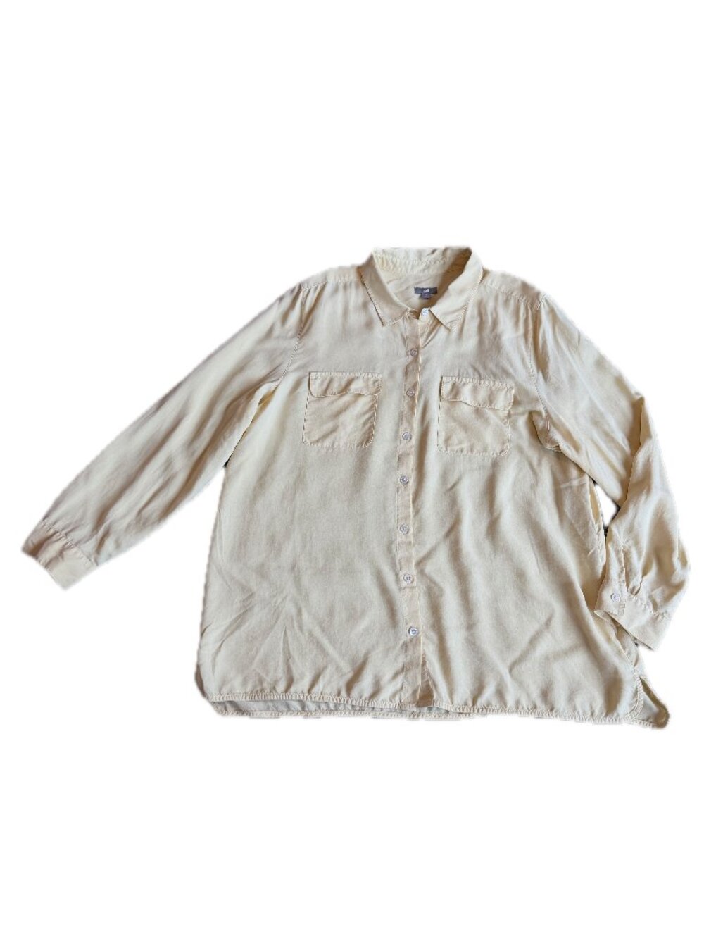 J.Jill Yellow Silk Button Down Shirt Long Sleeve Pockets Collared X-Large Womens